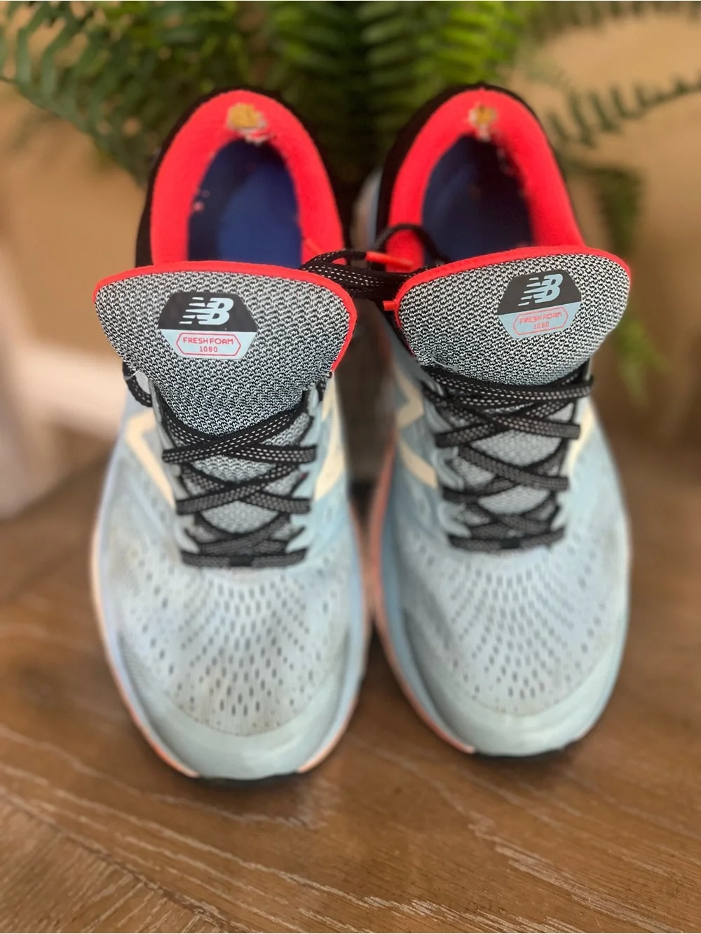 New Balance Fresh Foam 1080v8 Blue Pink Coral Running Shoes Women's US Size 8.5